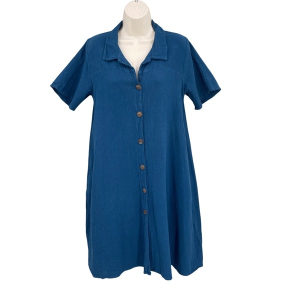 Dunes Full Button Dress Lagon Look Boho‎ Beach Pockets Relaxed Fashion Size XS - Picture 1 of 11